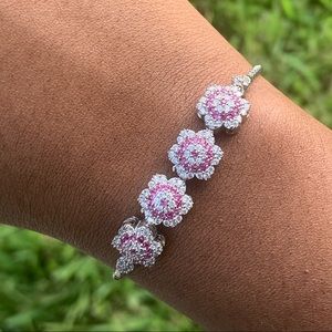 Adjustable Fuchsia Rhodium Bracelet